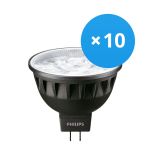 Opakowanie 10x Philips Master LED Spot GU5.3 MR16 7.5W 500lm 24D - 930 Ciepła Biel | Najlepsze renderowanie kolorów - Ściemnianie - Zamienne 50W