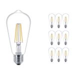 Opakowanie 10x Philips Corepro LED Żarówka E27 Edison Włókno Przezroczysty 7W 806lm - 827 Bardzo Ciepła Biel | Zamienne 60W