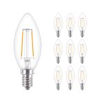 Opakowanie 10x Philips Corepro LED Świeca E14 Włókno Przezroczysty 2W 250lm – 827 – Bardzo Ciepła Biel | Zamienne 25W