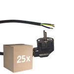 Opakowanie 25x Noxion Power Kabel zasilający Czarny - Schuko Europlug + Końcówki otwarte - 5m - 3 pole 0,75mm2