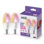 Podwójny pakiet 2x WiZ Smart LED E14 Świeca Matowy 5W 470lm | Najlepsze Renderowanie Kolorów - Ściemnianie - Zamienne 40W