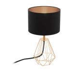 Eglo Lampa Stołowa Carlton 2 Stal Miedź Czarny | IP20 - Nadaje Się Do 1x E14 