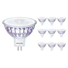 Opakowanie 10x Philips Master Value LED Spot GU5.3 MR16 7.5W 621lm 60D - 927 Bardzo Ciepła Biel | Najlepsze renderowanie kolorów - Ściemnianie - Zamienne 50W
