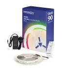 Noxion Taśma LED Naga 5 Metr Kompletny zestaw - Smart Wifi - 24V - 90LEDs/m - 12W/m - RGBW - 930-965 Przestrajalny Valkoinen | 12mm - IP20 - Najlepsze Renderowanie Kolorów - SMD2835+SMD5050