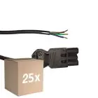 Opakowanie 25x Noxion GST - Kompatybilny Kabel zasilający Czarny - Męski + Końcówki otwarte - 2m - 3 pole 0,75mm2