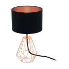 Eglo Lampa Stołowa Carlton 2 Stal Miedź Czarny | IP20 - Nadaje Się Do 1x E14 